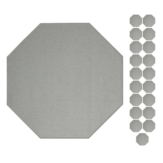 Furnish My Place Abstract Contemporary Striped Pattern Modern Plush Two Tone High Low Pattern Rug Carpet, Pet-Friendly Carpet, Made in USA - Iconic Grey, 3' Octagon - Set of 20