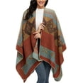 thumbnail image 2 of PIKADINGNIS Women's Winter Poncho Capes Vintage Open Front Tassel Blanket Shawl Wrap Cardigan Coat, 2 of 6