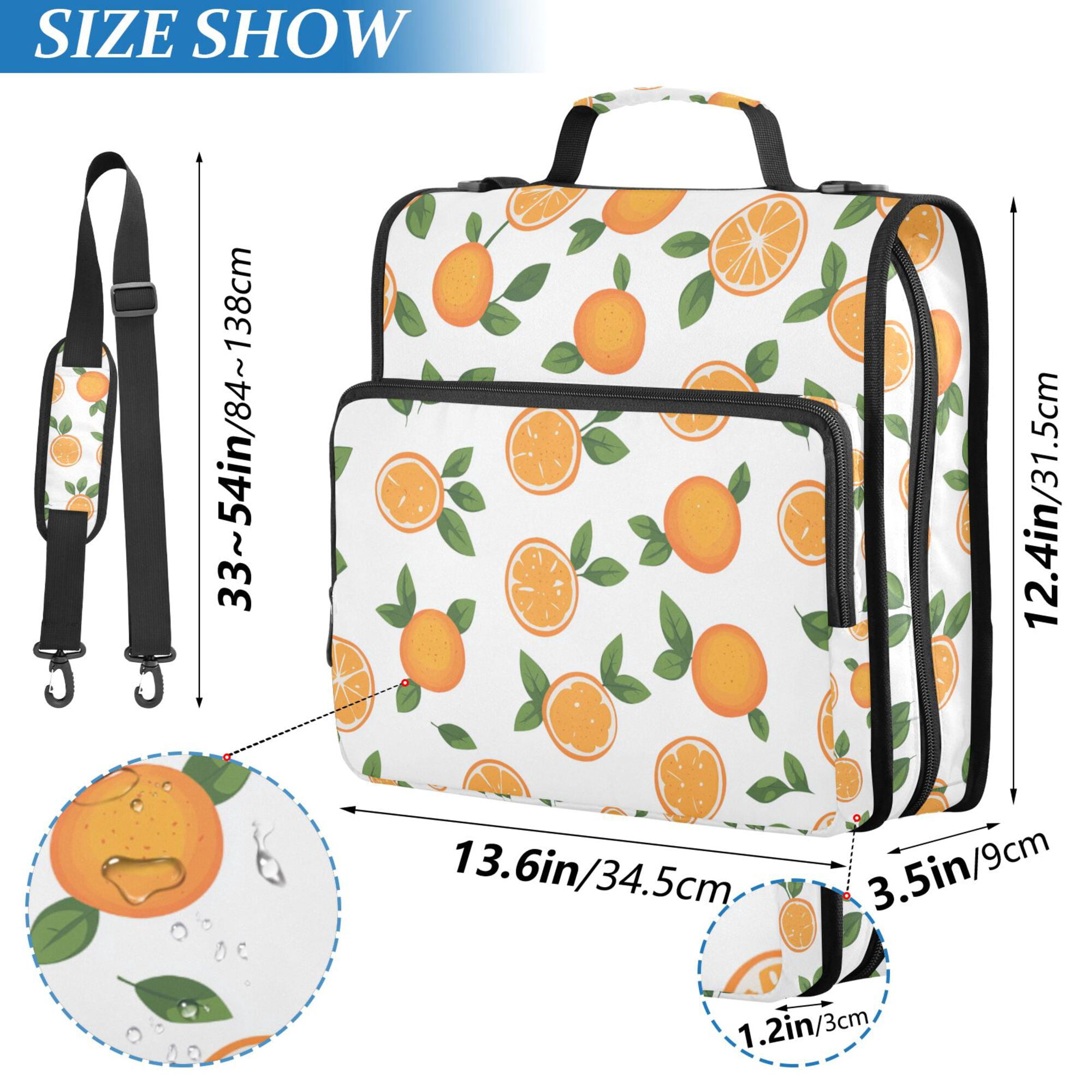FORMRS Zipper Binder with Shoulder Strap 2-inch Ring 500 Sheet Capacity File Bag, Orange