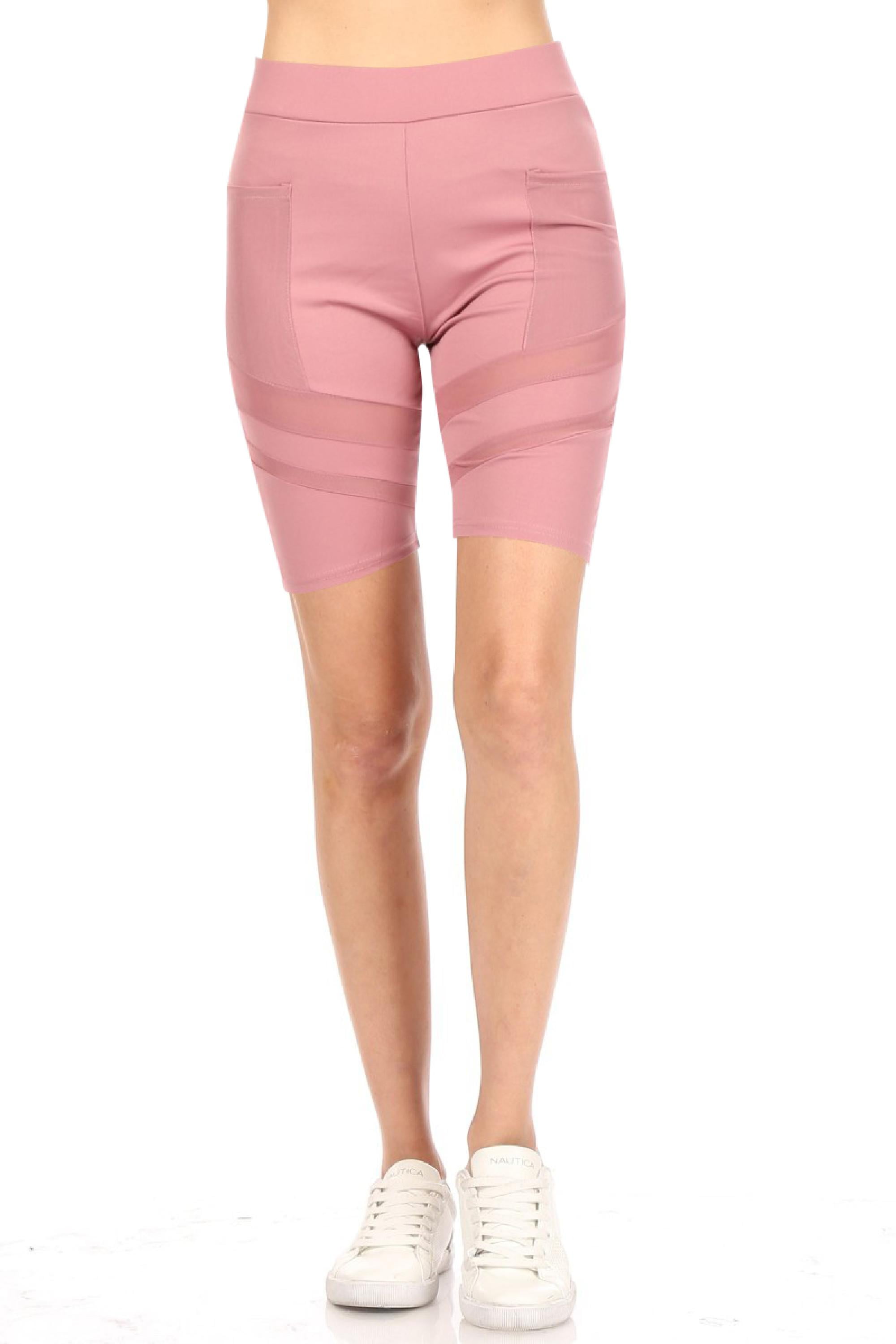 Women's High Rise Pockets Elastic Waistband Mesh Active Yoga Gym Solid