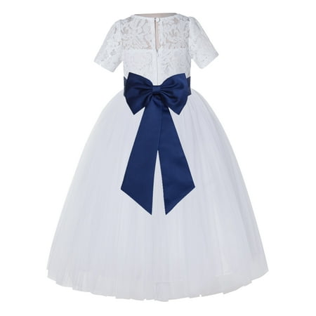 

White Floral Lace Vintage Flower Girl Dresses Special Occasions LG2T