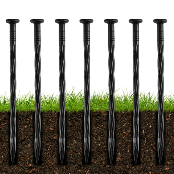 300Pcs 8-Inch Plastic Landscape Edging Spikes, Spiral Anchoring Nails for Weed Barrier, Paver Edging, Landscape Edging, Artificial Turf, Grass Pathways, and More