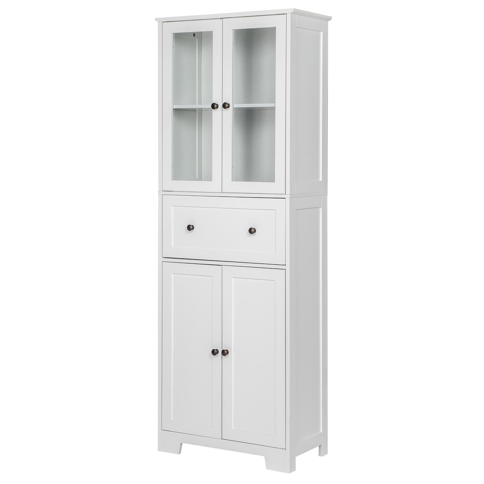 Ktaxon Bathroom Cabinet with 4 Doors 1 Drawer, Large Storage Organizer w/ 2 Adjustable Shelves for Office Living Room, White