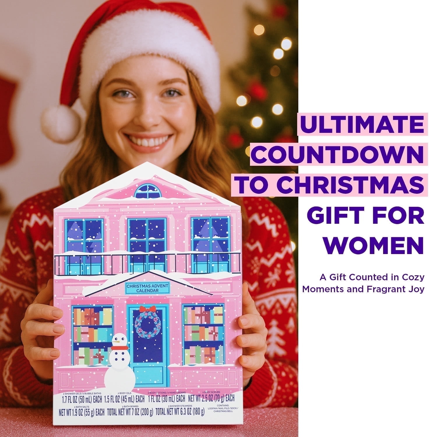 Spa Luxetique 2025 Advent Calendar, 24 Days Bath and Body Valentine's Day Gifts Sets for Women Surprise