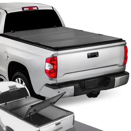 DNA Motoring Hard Solid Tri-Fold Tonneau Cover for 2014-2018 Toyota Tundra 8' Long Bed Truck