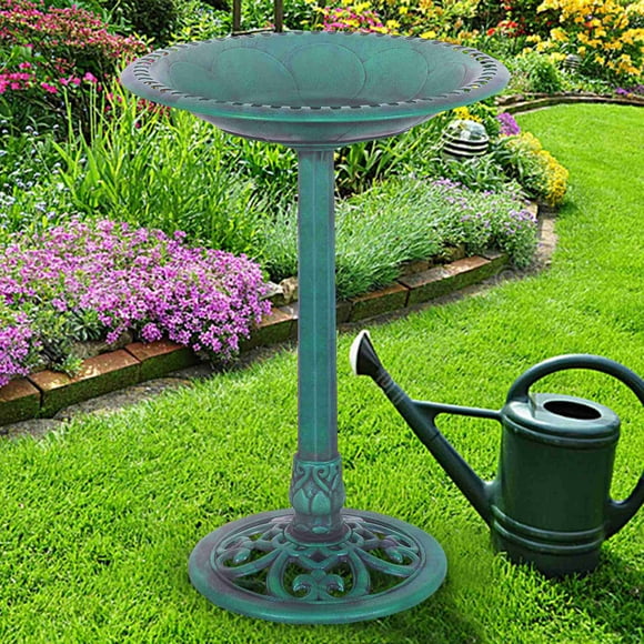 Costway Pedestal Bird Bath Feeder Freestanding Outdoor Garden Yard Patio Décor
