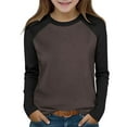 thumbnail image 2 of DxhmoneyHX Girls Oversized Colorblock Sweatshirts Kids Fashion Fleece Raglan Long Sleeve Pullover Tops Crewneck Tunic Tees 2-15 Years, 2 of 9