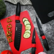 Hecef 8-Piece Knife Set with 2 Cutting Boards,Blade Sheaths, Massage Handle and Built-in Sharpener