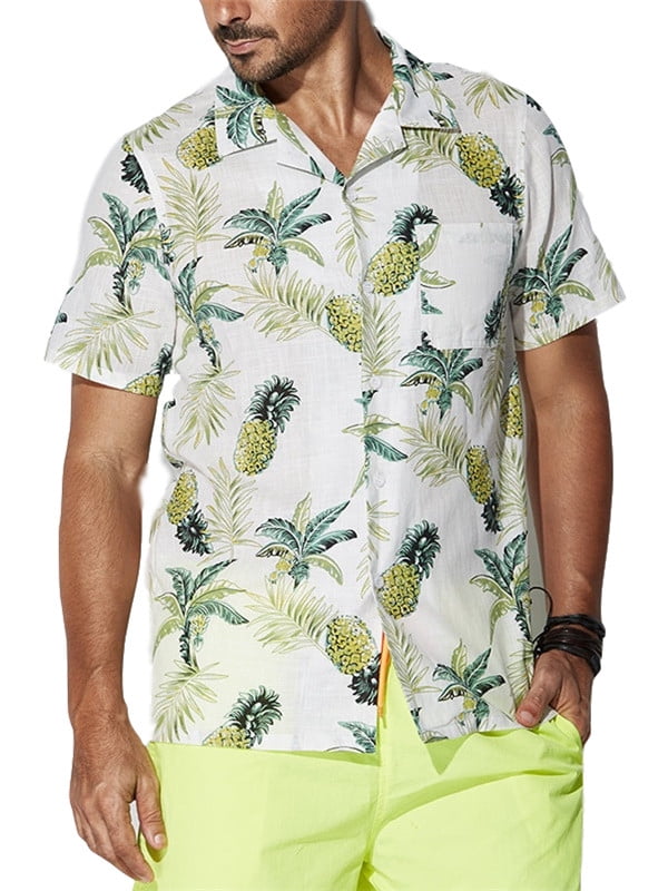 Mens Hawaiian Short Sleeve Pineapple 