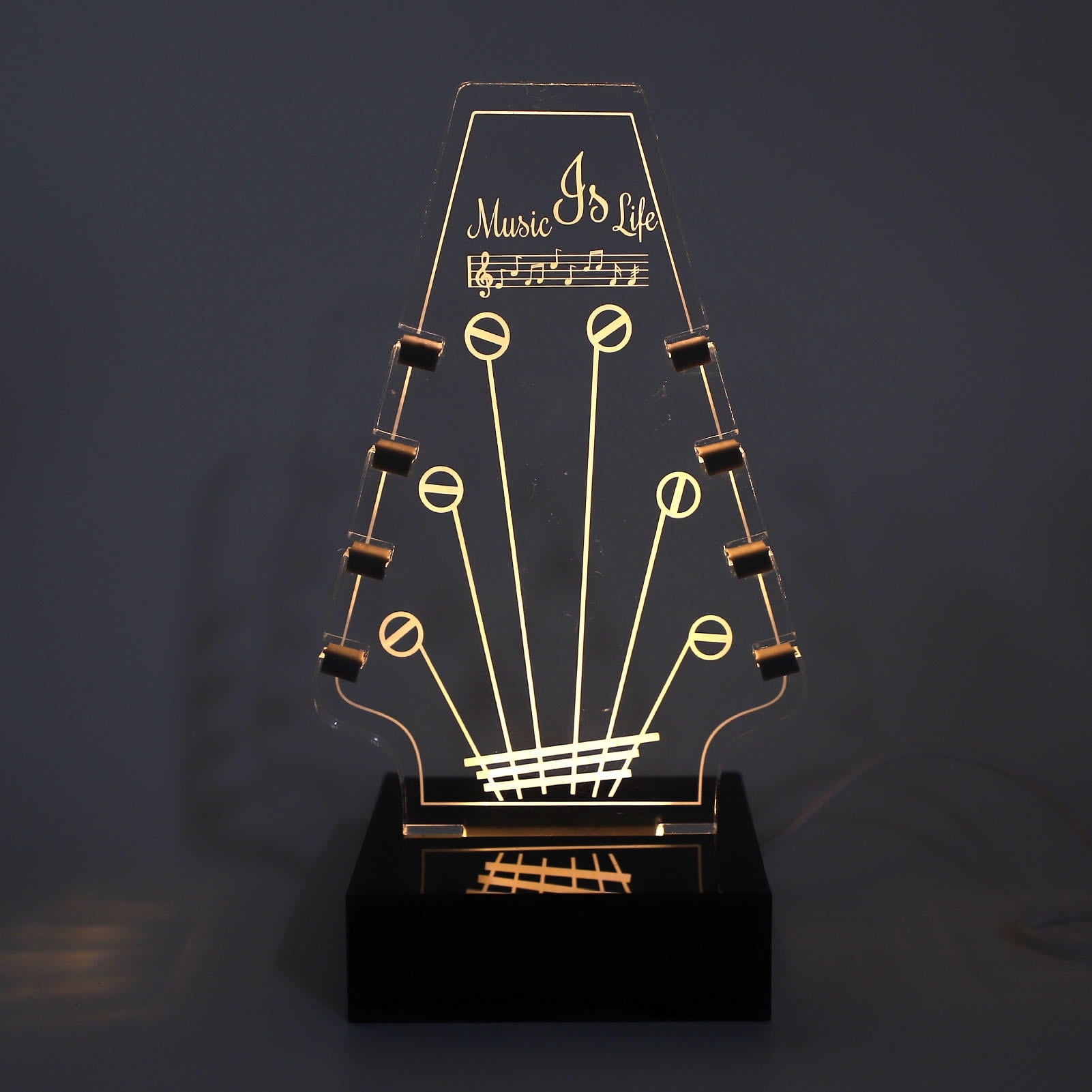 LAZIOEGR Light‑Up Acrylic Guitar Pick Stand – 8 Slots, 3 LED Color Temps, 10 Brightness Levels, Headstock Design