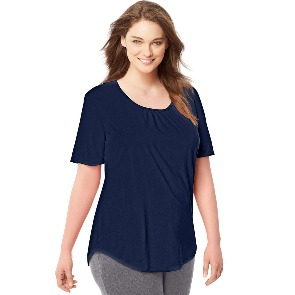 Just My Size - Women's Plus Shirred Scoopneck T-shirt - Walmart.com ...
