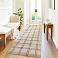 thumbnail image 2 of Hasoo Modern Plaid Non Slip Runner Washable 2' x 6' Throw Rug for Hallway Enterway Neutral Indoor Camel Carpet, 2 of 6