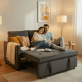 thumbnail image 3 of Gewnee Dark Gray Velvet Convertible Loveseat Sleeper Sofa with Adjustable Back and Side Pockets, 3 of 15