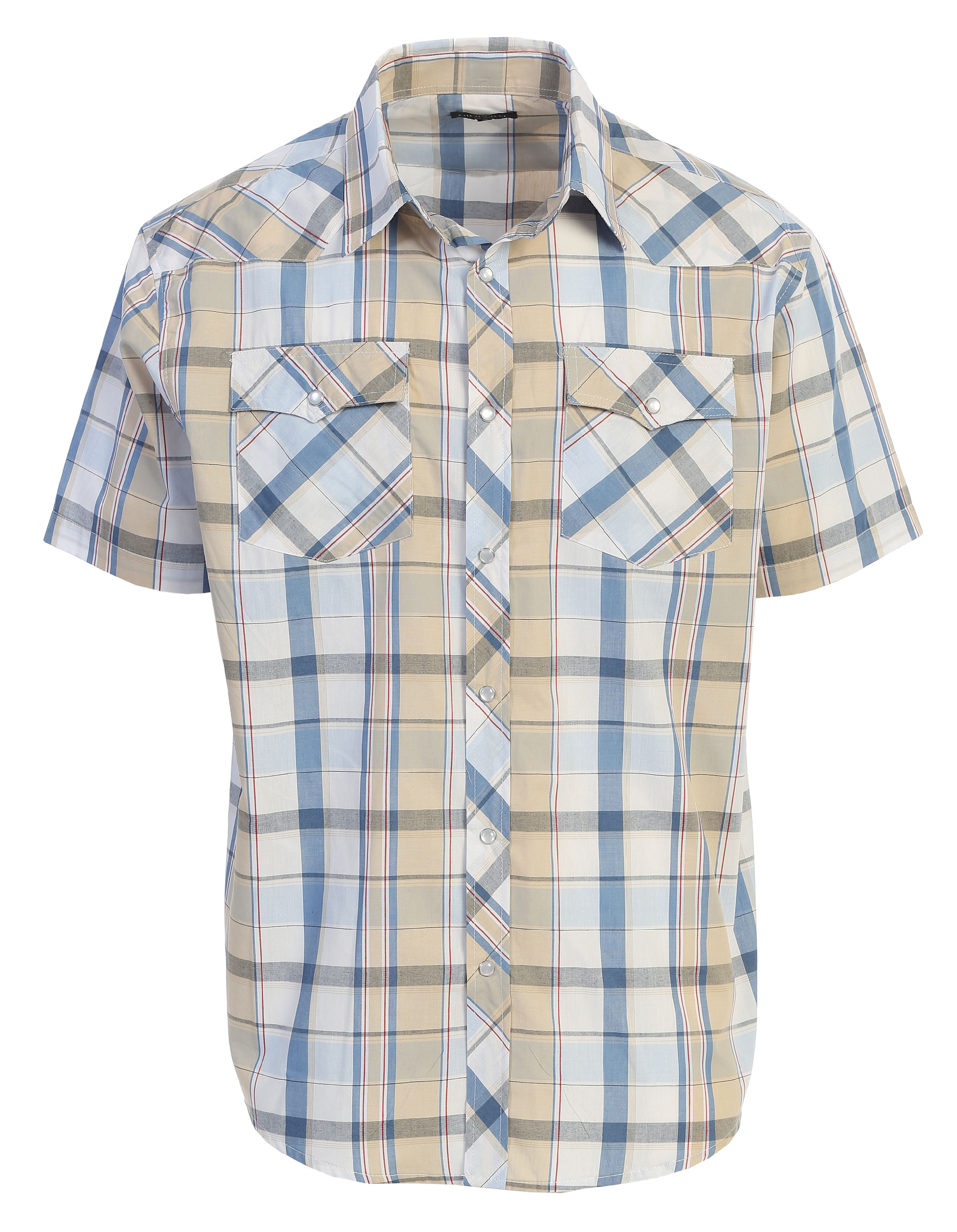 Gioberti - Gioberti Men's Short Sleeve Plaid Western Shirt W/Pearl Snap ...