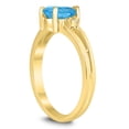 thumbnail image 2 of SZUL Women's 7X5MM Blue Topaz and Diamond Pear Shaped Open Three Stone Ring in 10K Yellow Gold, 2 of 4