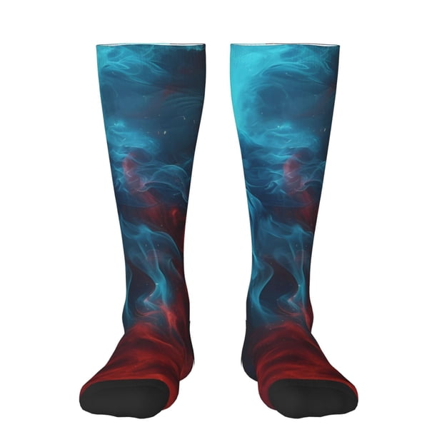 Balery Red And Blue Fire Calcetines novedosos Calcetines deportivos Calcetines hasta la rodilla Calcetines de algodón Calcetines originales y geniales