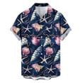 thumbnail image 5 of Xcmzpl Men's Hawaiian Print Button Down Shirt Rolled up Short Sleeve Casual Summer Top Camp Collar Loose Fit Tshirts Dark Blue XL, 5 of 7
