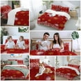 thumbnail image 5 of Pink Christmas Bedding Duvet Cover Set Full Size 4 Pieces Balls Poinsettia Floral Winter Snowflake Red Bedding Set with Zipper Closure, 1 Comforter Cover 86x86 Inches 1 Flat Sheet & 2 Pillow Cases, 5 of 7