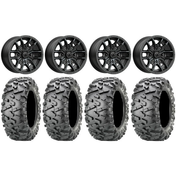 MSA Fang 14" Wheels Black 27" BigHorn 2.0 Tires Honda Pioneer