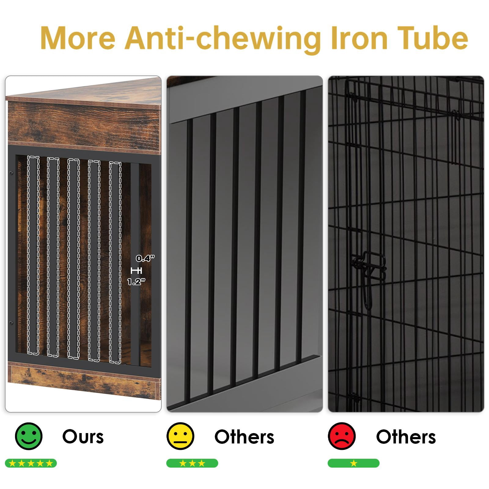 ModFurne 48' Dog Crate Furniture with Removable Divider & Storage Drawers, Wooden Double Dog Cage TV Stand with 2 Sliding Barn Doors