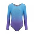 thumbnail image 1 of Greyghost Children Kids Girls Long Sleeve Leotards, Bright Color Patterned Gradient Ballet Practice Dance Wear Costumes, Athletic Gymnastics Bright Color Body Suits, 1 of 12