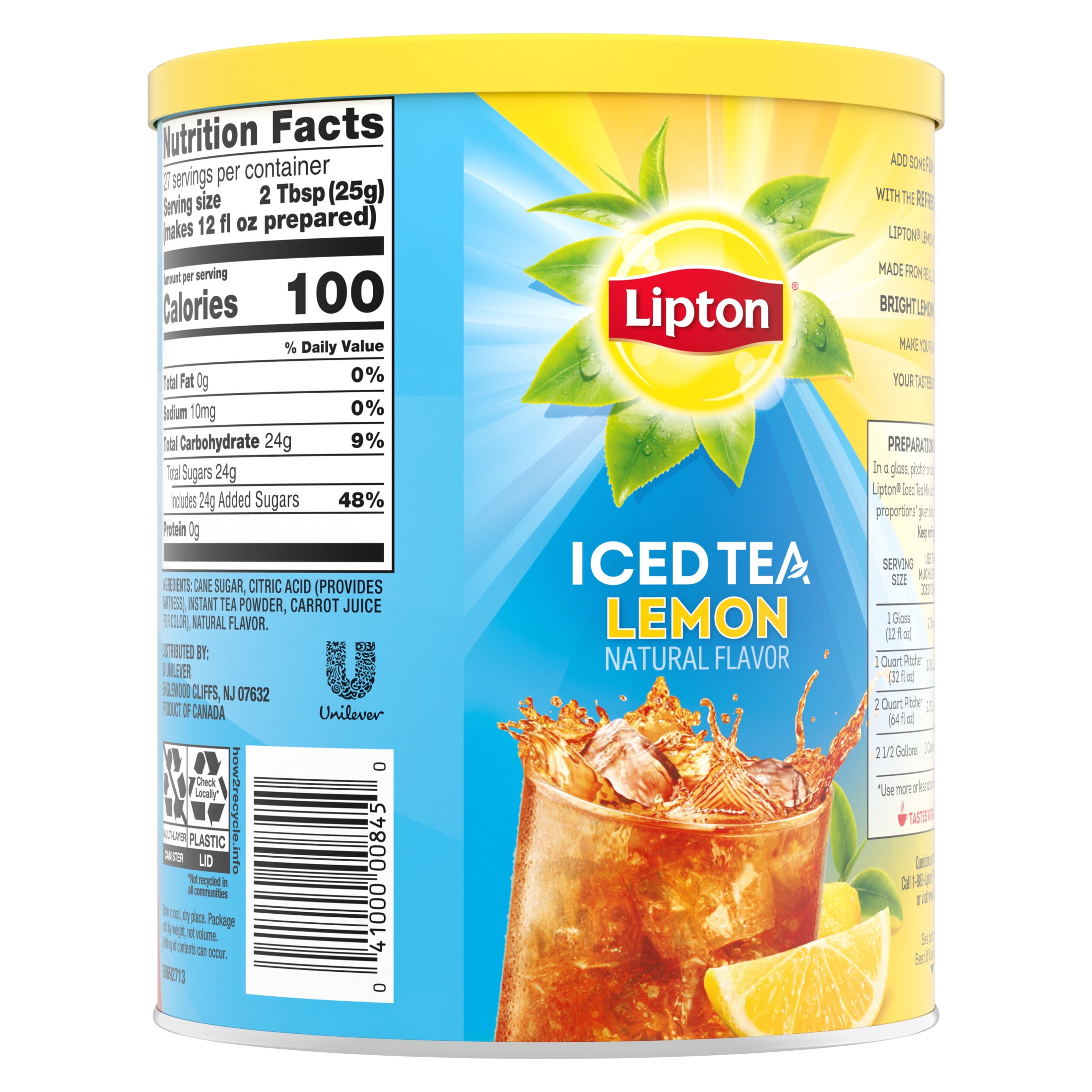 (2 pack) Lipton Tea Sweeten Lemon 10 Quart