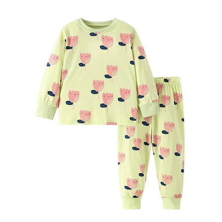 

Xiulive Kids Girls Autumn Winter Homewear Cartoon Printed Long Sleeve Crew Neck Loose Tops And Trousers 2Pc Pajamas Outfits Children S Clothing Casual Soft Clothes set