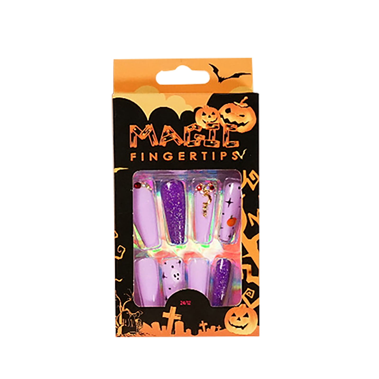 Halloween Artificial False Nails 24pcs Gothic Fake Nails With Glue 1ml