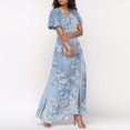 thumbnail image 5 of EANJE Summer Dresses for Women Plus Size V Neck Short Sleeve Vacation Beach Dresses Dressy Casual Floral Maxi Flowy Dresses for Women Sky Blue S, 5 of 7