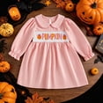 thumbnail image 2 of larppty Toddler Baby Girl Halloween Outfit Plaid Smocked Dress Pumpkin Ghost Long Sleeve Dresses Girls Fall Winter Clothes, 2 of 7