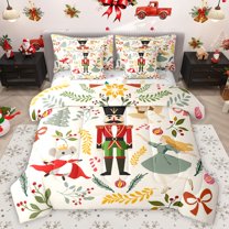 Homewish Dance Ballet Girl Bedding Comforter Set 7 Pieces for Boys Girls Teens,Christmas Nutcracker Full Bedding Set Lightweight,Xmas Festival Fitted Sheet Flat Sheet,Ultra Soft Home Decor