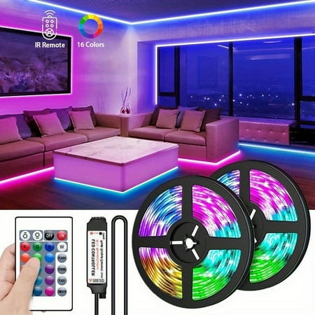 SATRINO LED Strip Light Music Sync 10ft USB Powered LED Light Strip with Remote Waterproof RGB 5050 Color Changing LED Strip TV Backlights for Home Decoration TV PC Mirror