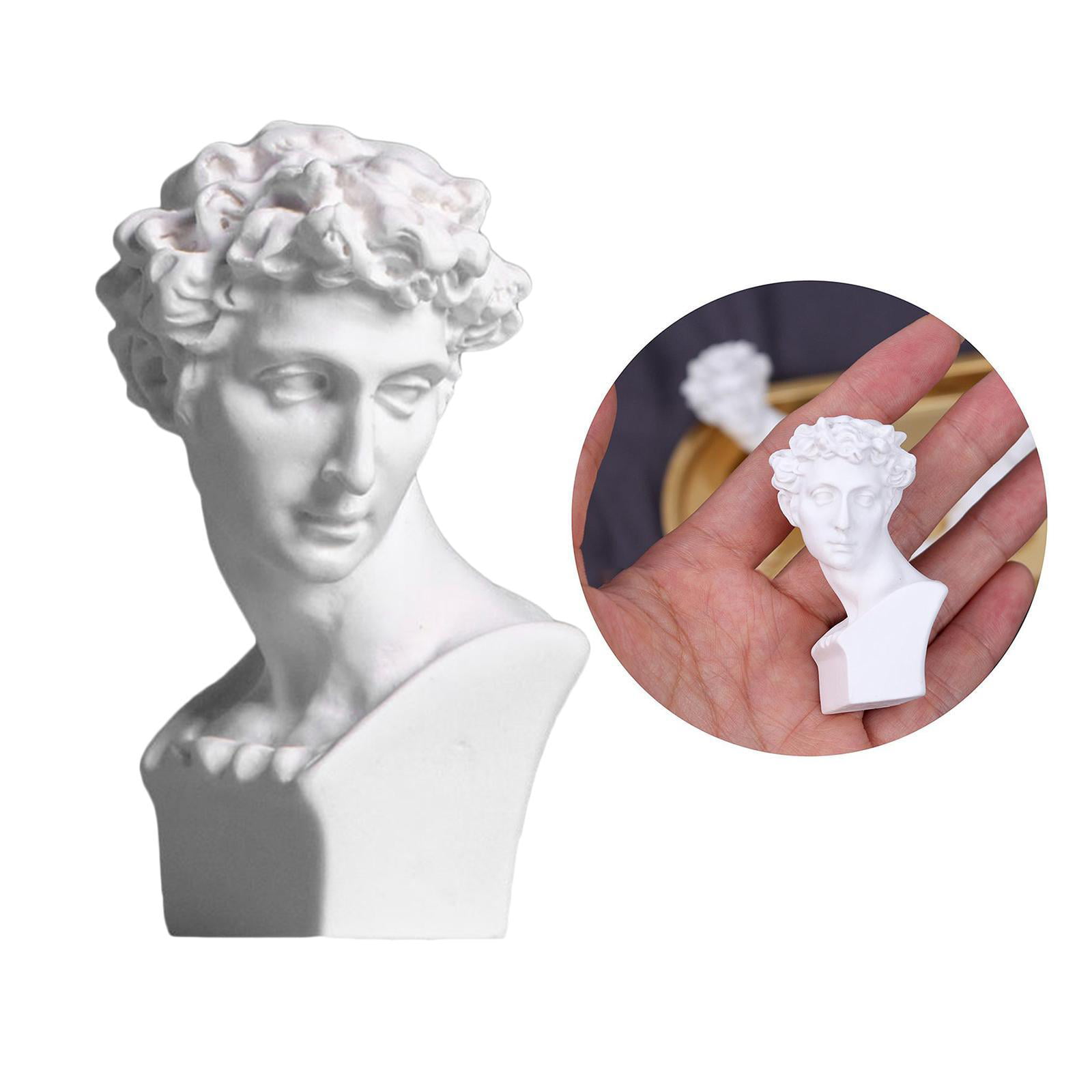 11.4 Inch Classic David Bust Statue Replica Greek Sculpture Character Figurine Home Office Decor Resin Crafts for Sketch Practice Artist Nordic Style Ornament,White 