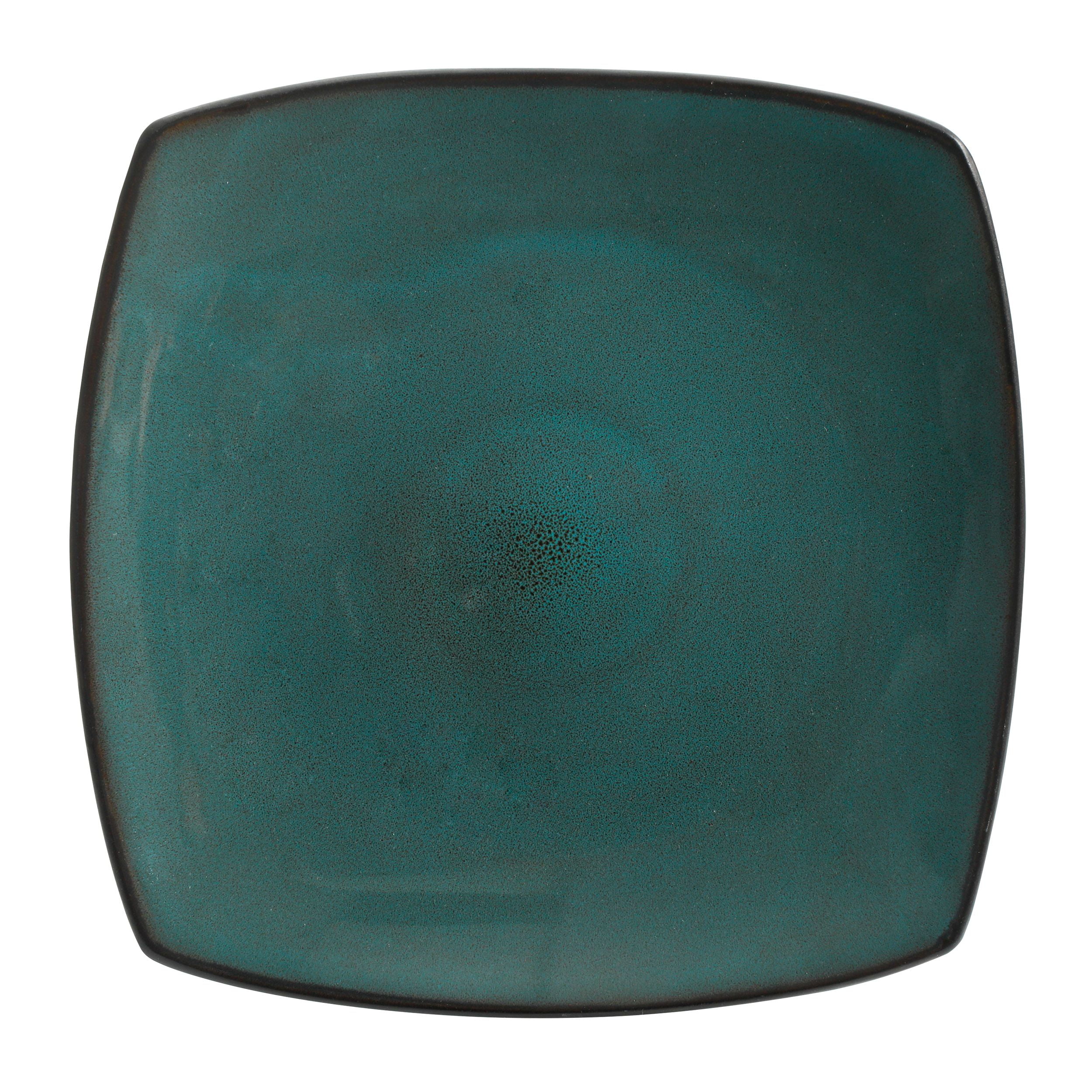 Gibson Home Soho Lounge Square Stoneware 16 Piece Dinnerware Set, Teal