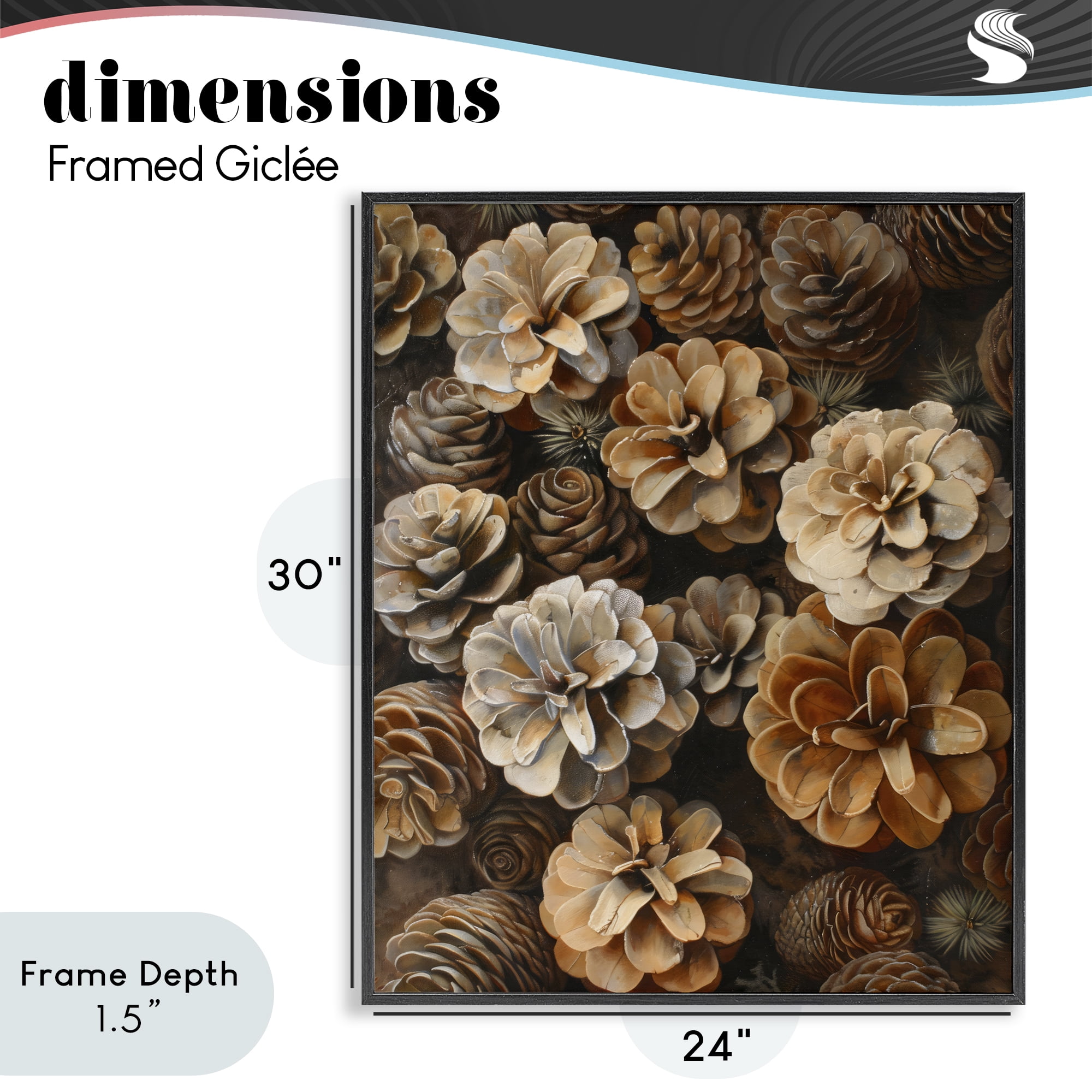 Stupell Industries Pinecone Arrangement Rustic Botanicals Black Framed Giclee Art, design by Creative Studio