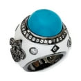 thumbnail image 1 of Black-plated Sterling Silver Enamel Simulated Turquoise & CZ Ring Size 8, 1 of 3