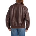 thumbnail image 4 of Womens Oversized Leather Bomber Jackets Cap Sleeve Zip Up Motorcycle Coats with Pockets, 4 of 6