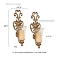 thumbnail image 3 of Asciano Classic Metal Wall Sconce Pair, Includes Clear Glass Hurricanes, Aged Gold Finish, 3 of 5