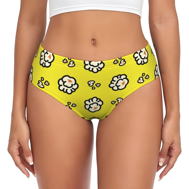 Fotbe White Popcorn Calzones Estampados para Mujer – Ropa Interior de Algodón, Cómoda, Suave y Elástica-Large