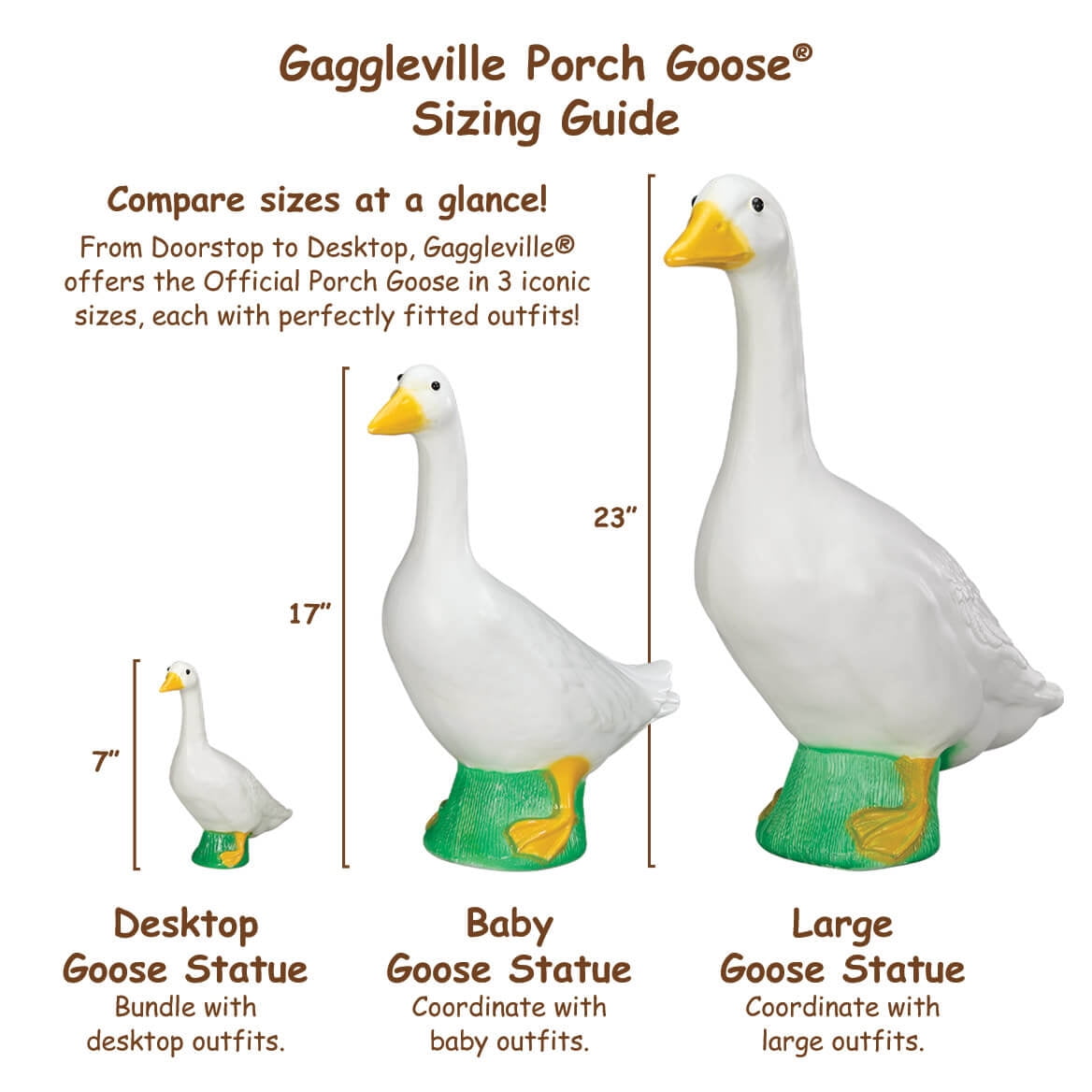 Gaggleville 7" Desktop Goose Figurine with All Seasons Outfit Bundle – Includes 4 Adorable Seasonal Costumes for Spring, Summer, Fall & Winter – Fun I