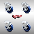 thumbnail image 2 of 4 Inch SS Solid Polyurethane Wheel Swivel Bolt Hole Caster Set with Brake SCC, 2 of 2