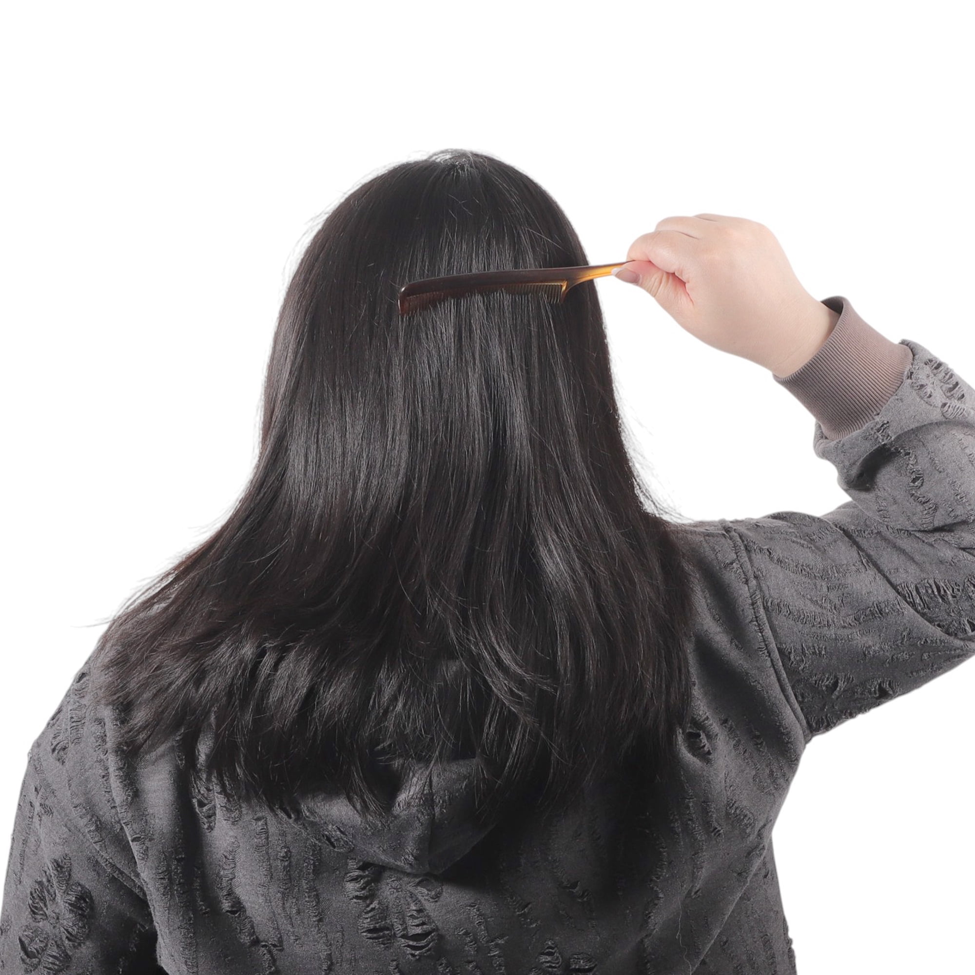 Unique Bargains 1 Pc Comfortable Two-Color Flat Comb for Curly Hair in Amber Color