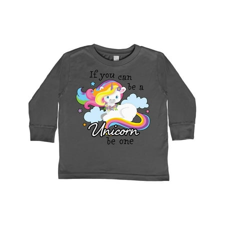

Inktastic If you can be a Unicorn be One with Rainbow Unicorn in Cloud Gift Toddler Boy or Toddler Girl Long Sleeve T-Shirt