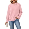 thumbnail image 2 of ClodeEU Women's Crew Neck Waffle Knit Drop Shoulder Long Sleeve Pullover,Casual Loose Basic Sweatshirt Top Pink,Women's Plus M, 2 of 8