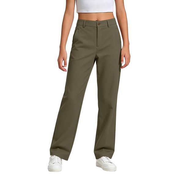 Landzoo Little Girls School Uniform Pants Straight Leg With High Waisted Fall Casual Kid Girls Baggy Trousers