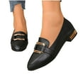 thumbnail image 5 of Womens Loafers Wide Width, Slip On Low Heel Loafers for Women, British Style Metal Buckle Comfortable Flats Shoes for Spring, Black/White, 5 of 10