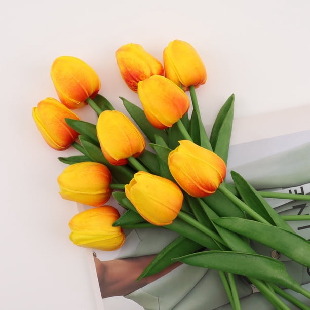 Adornos de flores de tulipán artificiales para la decoración del hogar, perfectos para personas mayores.