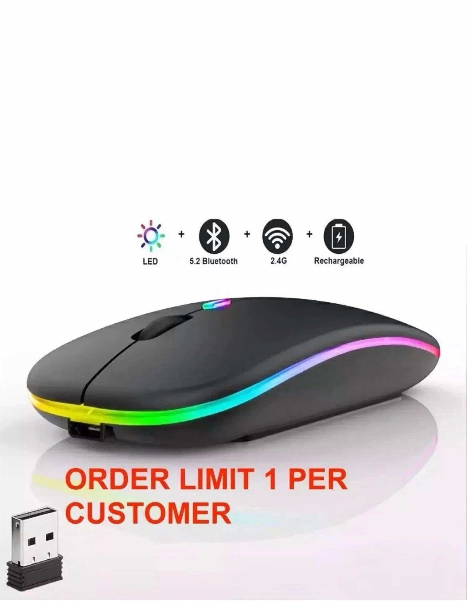 2.4Ghz Bluetooth Wireless Optical Mouse Usb Rechargeable Rgb Office Pc ???????