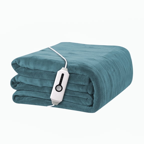 YAKEE Electric Heated Blanket 72"x84" Full Size - Soft Warm Coral Fleece, 4 Heat Levels, 10 Hours Auto-off, Machine Washable with Overheat Protection, Teal