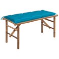 thumbnail image 1 of vidaXL Folding Garden Bench with Cushion 118 cm Bamboo, 1 of 5